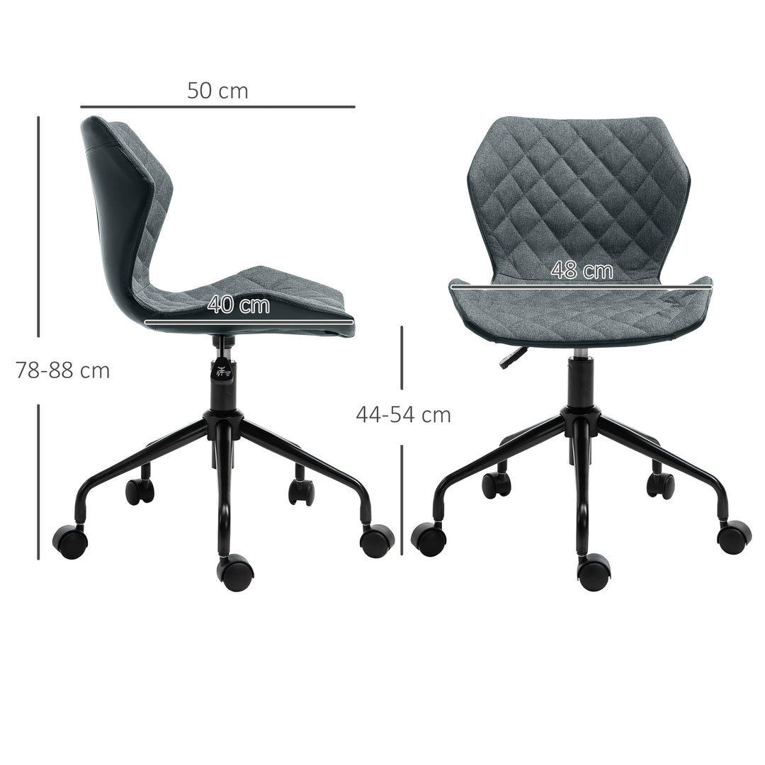 Office Computer Desk Chair, Swivel Task Chair no Arms, Fabric Study Chair with Adjustable Height and Rolling Wheels for Home Work, Grey