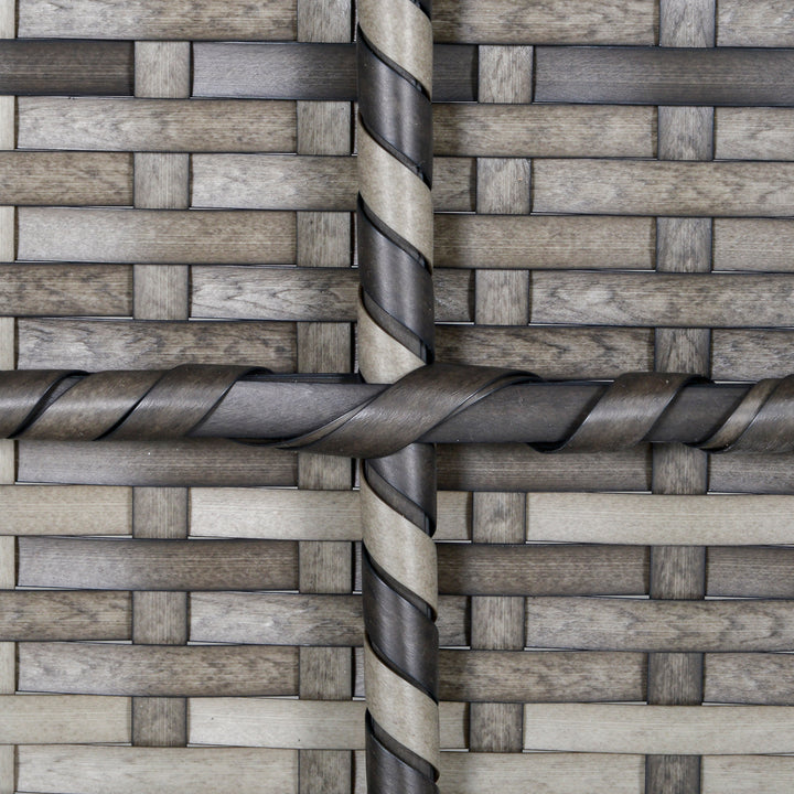 MCL Outdoor PE Rattan Corner Sofa, Garden Wicker Furniture Single Sofa Chair w/ Cushions, Deep Grey