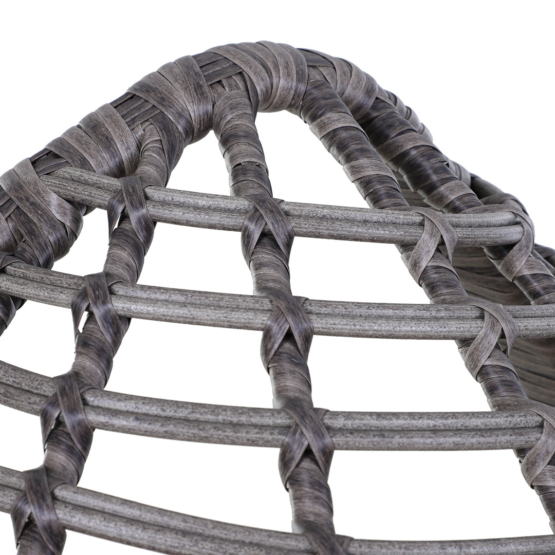 MCL Garden Egg Chair, Teardrop Outdoor PE Rattan Chair with Full-body Soft Padded Cushion, Grey