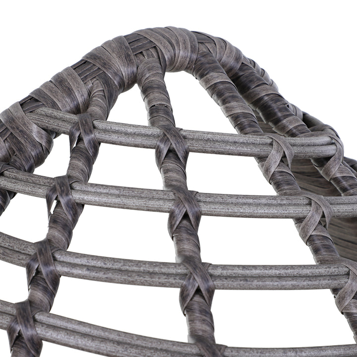 MCL Garden Egg Chair, Teardrop Outdoor PE Rattan Chair with Full-body Soft Padded Cushion, Grey