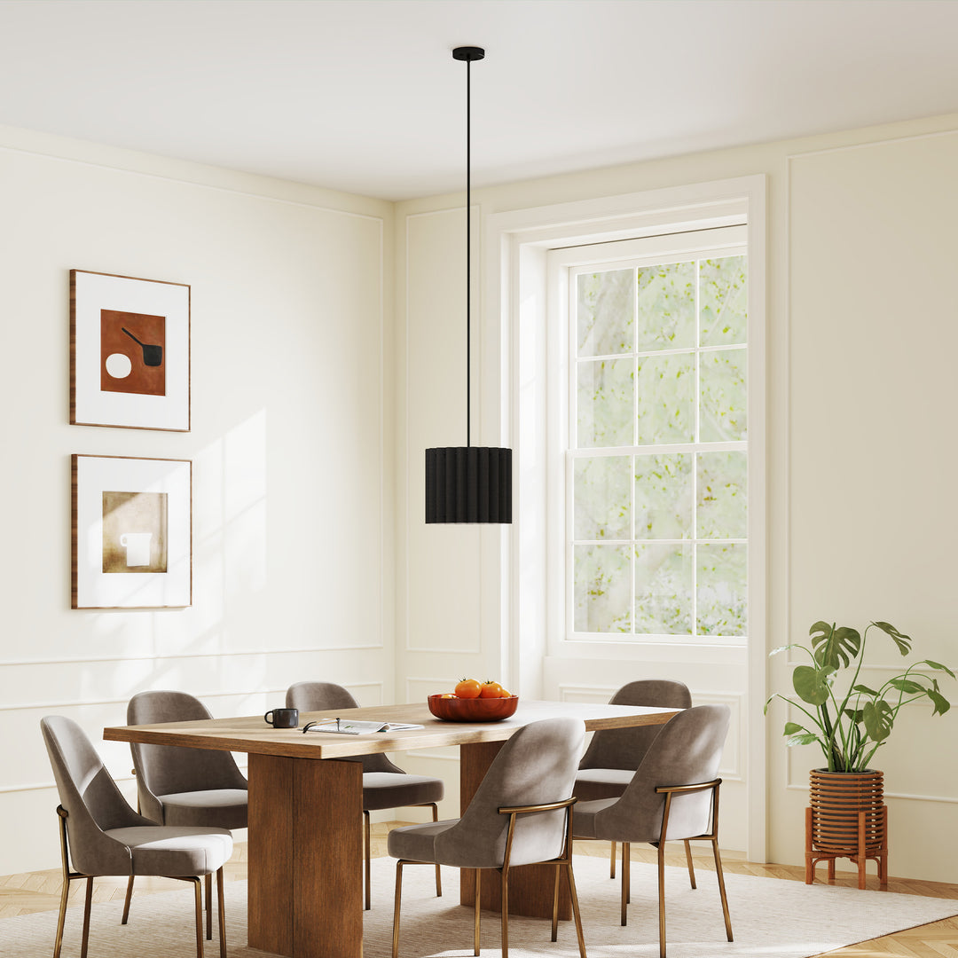 Linen Pendant Light, Modern Wave Ceiling Light Shade, E27 Lampshade for Living Room, Bedroom, Kitchen, Hallway, Black