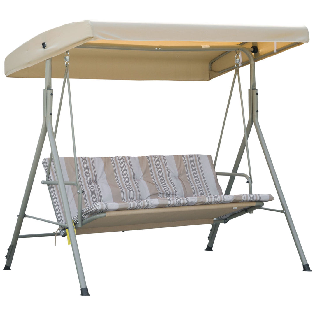 Three-Seater Garden Swing Seat - Light Brown