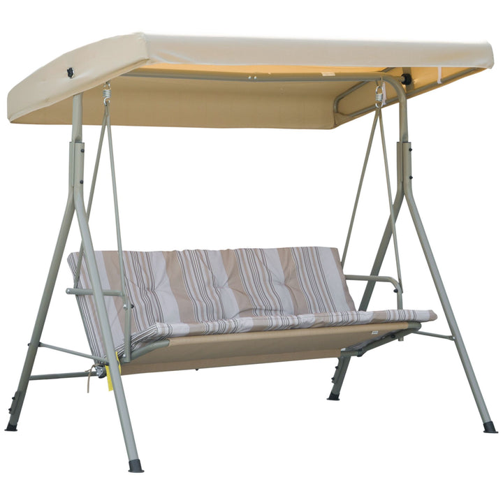 Three-Seater Garden Swing Seat - Light Brown
