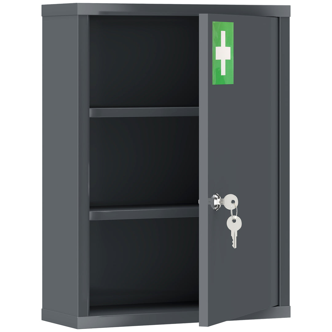 Locking Medicine Cabinet, First Aid Cabinet with Storage Shelves