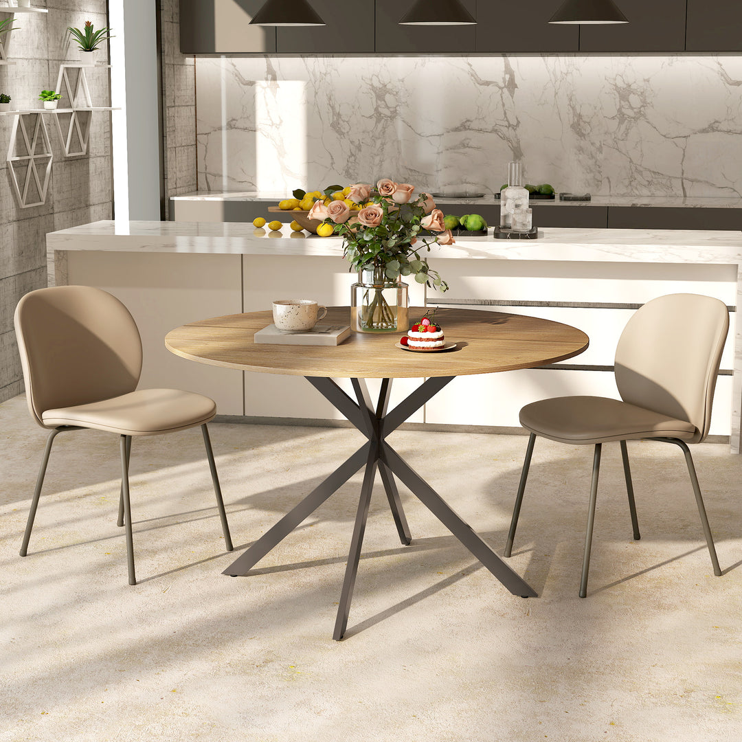 Dining Table for 4, 120 cm Industrial Kitchen Table with Wood Effect Tabletop and Steel Legs
