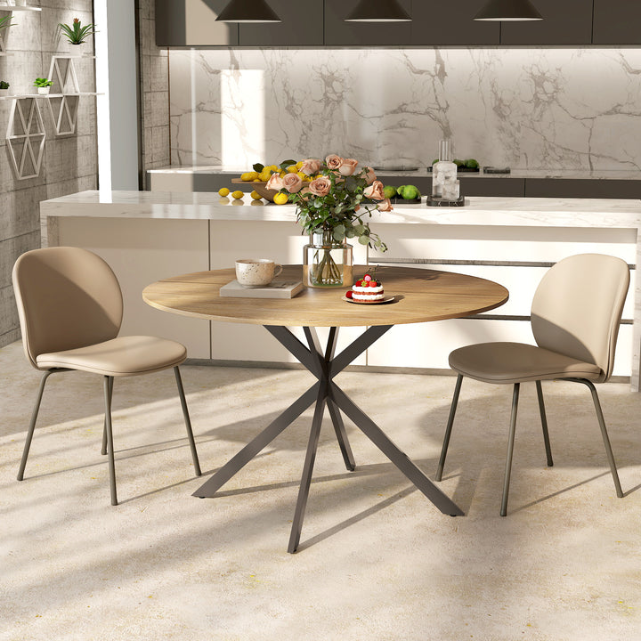 Dining Table for 4, 120 cm Industrial Kitchen Table with Wood Effect Tabletop and Steel Legs