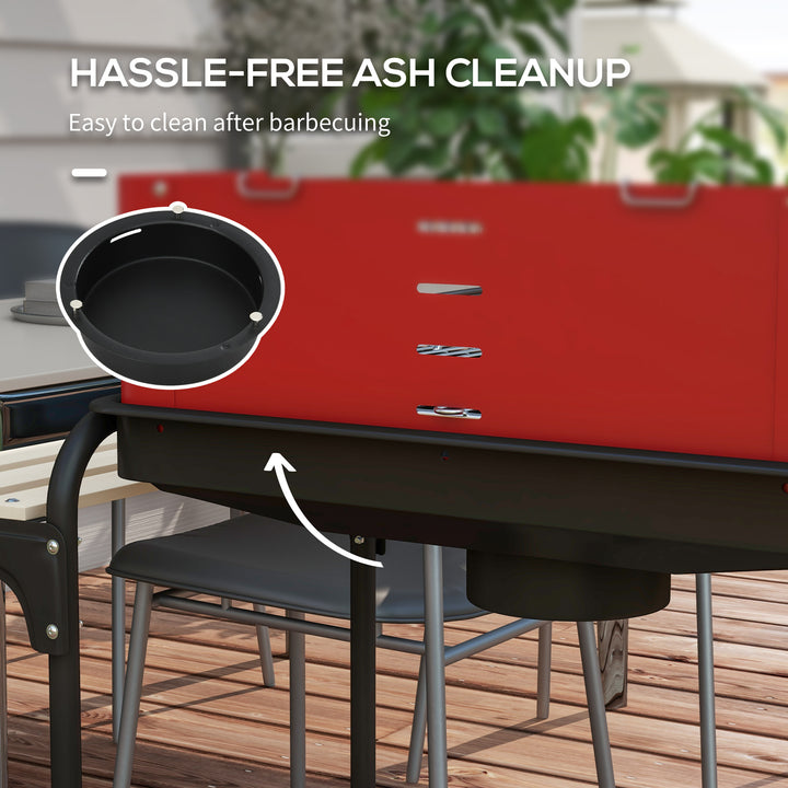 Charcoal BBQ, with Five Position Grill Grate - Red
