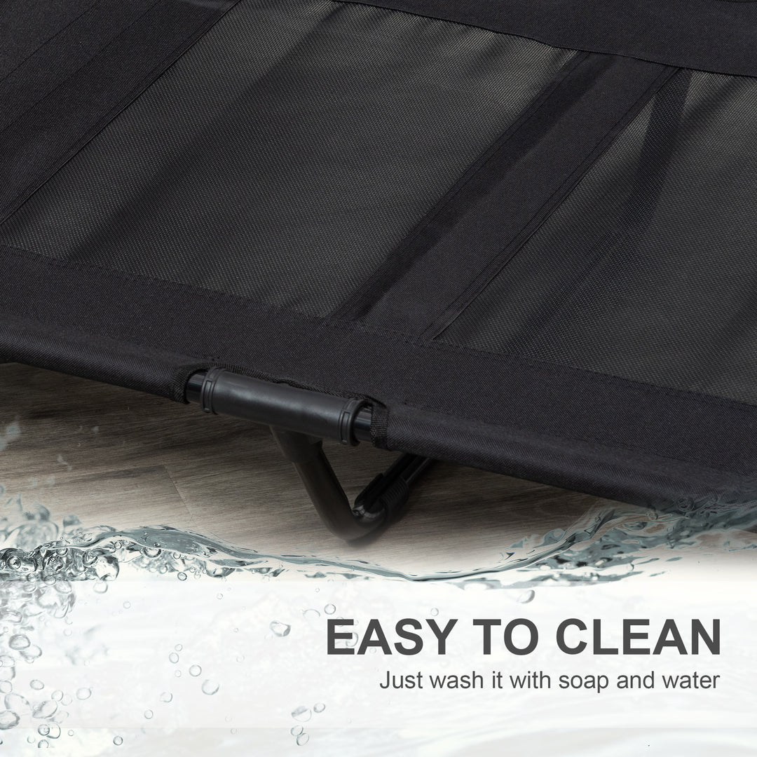 Large Raised Dog Bed Cat Elevated Lifted Cooling Portable Camping Basket Outdoor Indoor Mesh Pet Cot Metal Frame Black