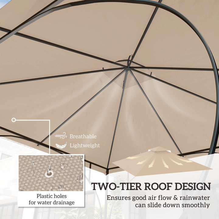 3x3(m) Replacement Gazebo Canopy, Double Tier Roof Top for Garden, Patio, Outdoor, Khaki (TOP ONLY)