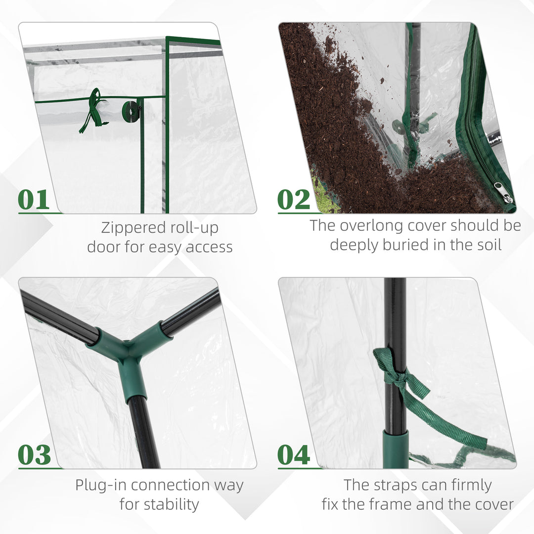 Tomato Greenhouse with Roll-up Door, Mini Greenhouse with PVC Cover, Outdoor Grow House Small Green House for Yard, Balcony, Garden, 100 x 50 x 150cm, Transparent