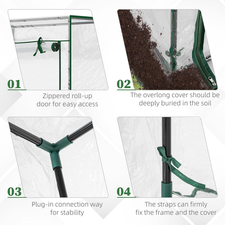 Tomato Greenhouse with Roll-up Door, Mini Greenhouse with PVC Cover, Outdoor Grow House Small Green House for Yard, Balcony, Garden, 100 x 50 x 150cm, Transparent