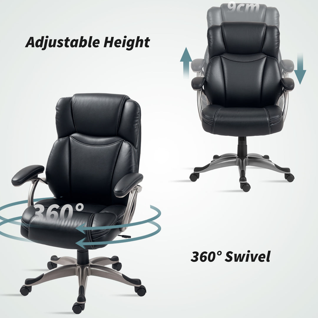 49.5-59cm Faux Leather Office Chair - Black