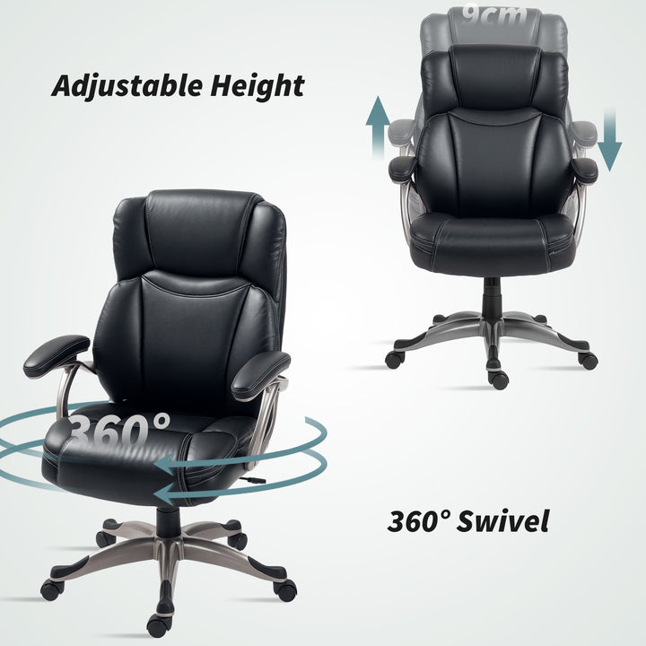 49.5-59cm Faux Leather Office Chair - Black