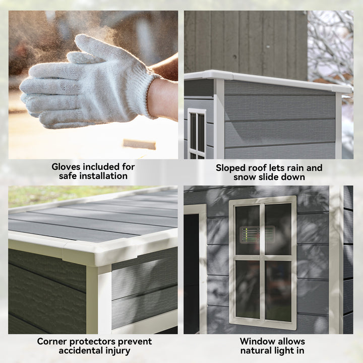 5' x 3' Garden Shed with Floor, Outdoor Storage Shed with Lockable Door, Window and Vent for Garden, Patio, Grey