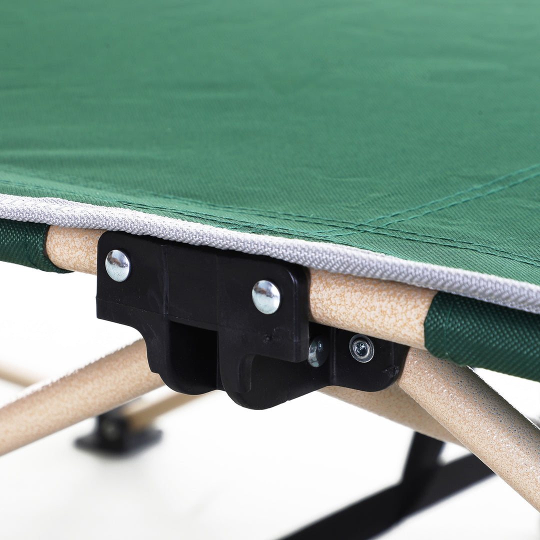 MCL Single Person Camping Bed Folding Cot Outdoor Patio Portable Military Sleeping Bed Travel Guest Leisure Fishing with Side Pocket and Carry Bag - Green