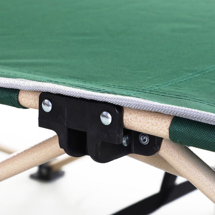 MCL Single Person Camping Bed Folding Cot Outdoor Patio Portable Military Sleeping Bed Travel Guest Leisure Fishing with Side Pocket and Carry Bag - Green