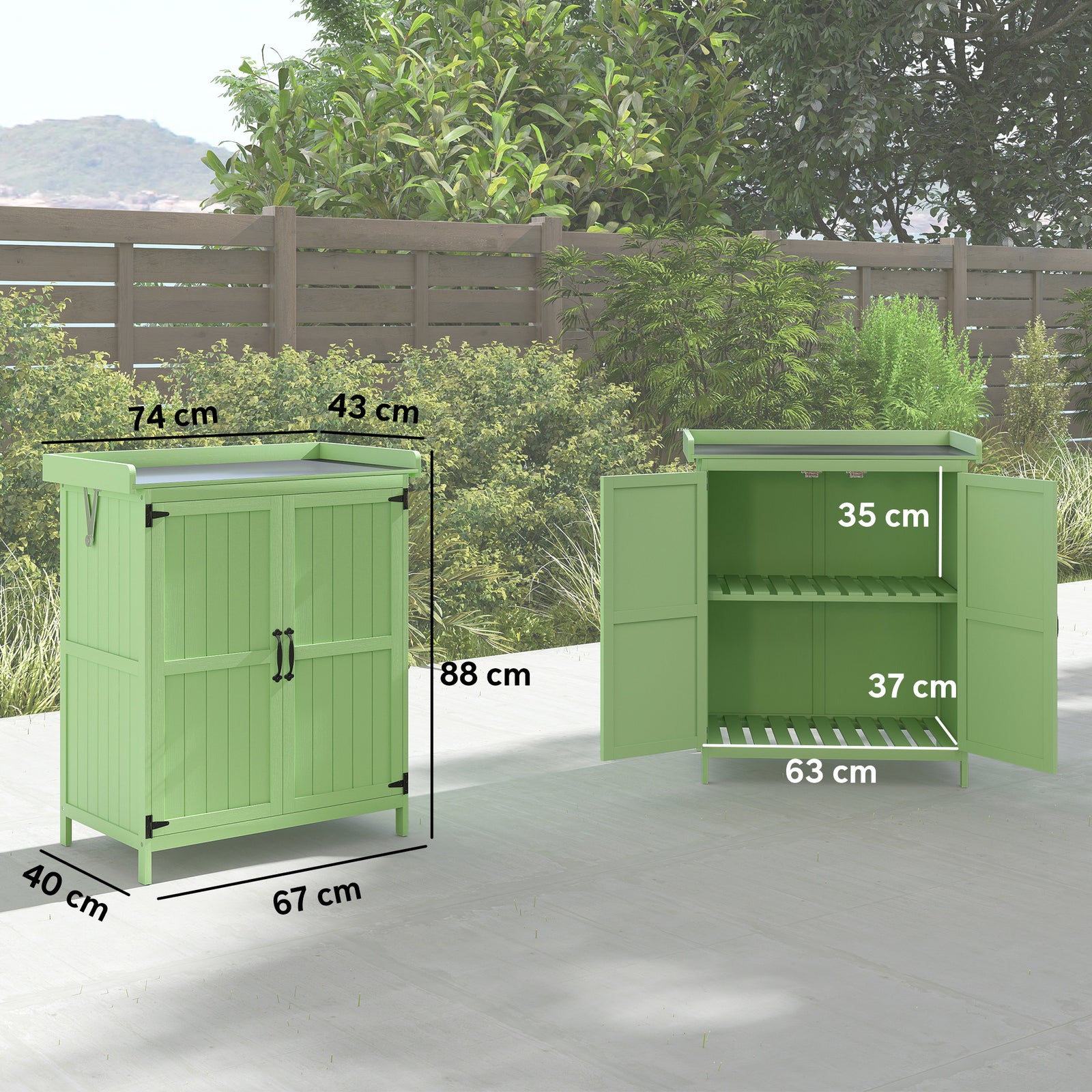 Wooden Garden Shed, Garden Tool Storage Shed with Hinged Roof and Shel
