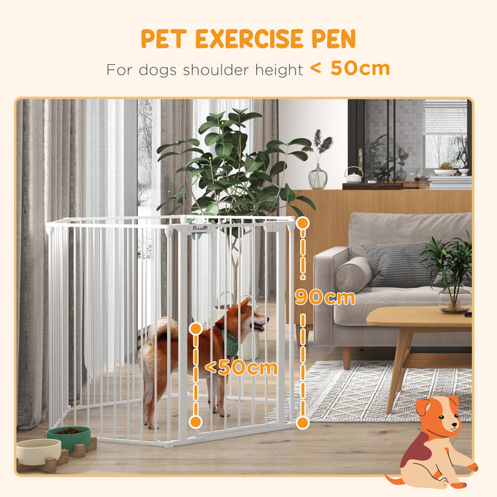 6 Panels Foldable Dog Playpen, Puppy Pen Crate with Door - White