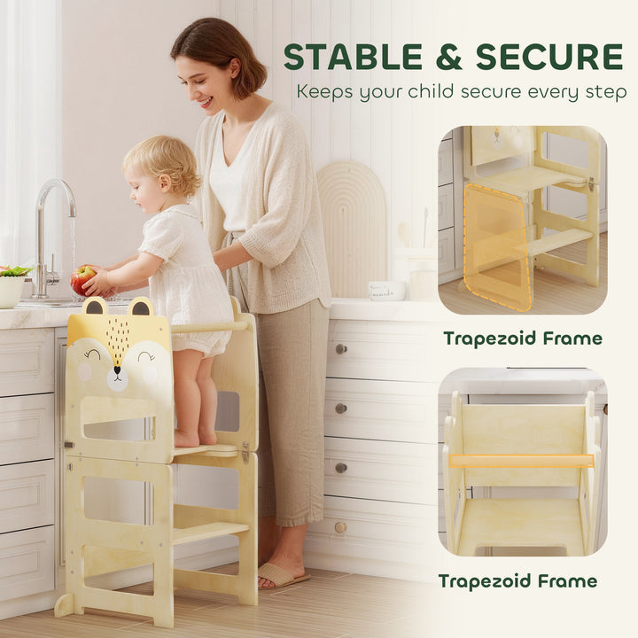 Toddler Step Stool, Standing Tower with Chalkboard, 3-in-1 Fox-Shaped - view 5