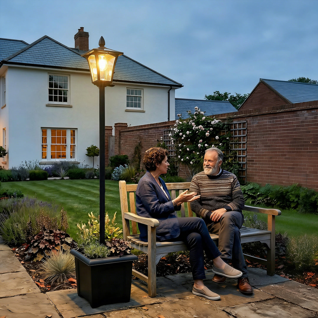 Garden Solar Lamp Post Light, Waterproof LED Solar Light Post with Pla