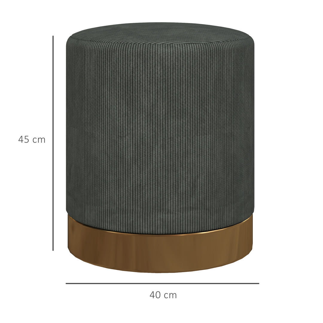 Soft Padded Corduroy Footstool - Dark Green