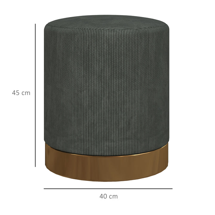 Soft Padded Corduroy Footstool - Dark Green