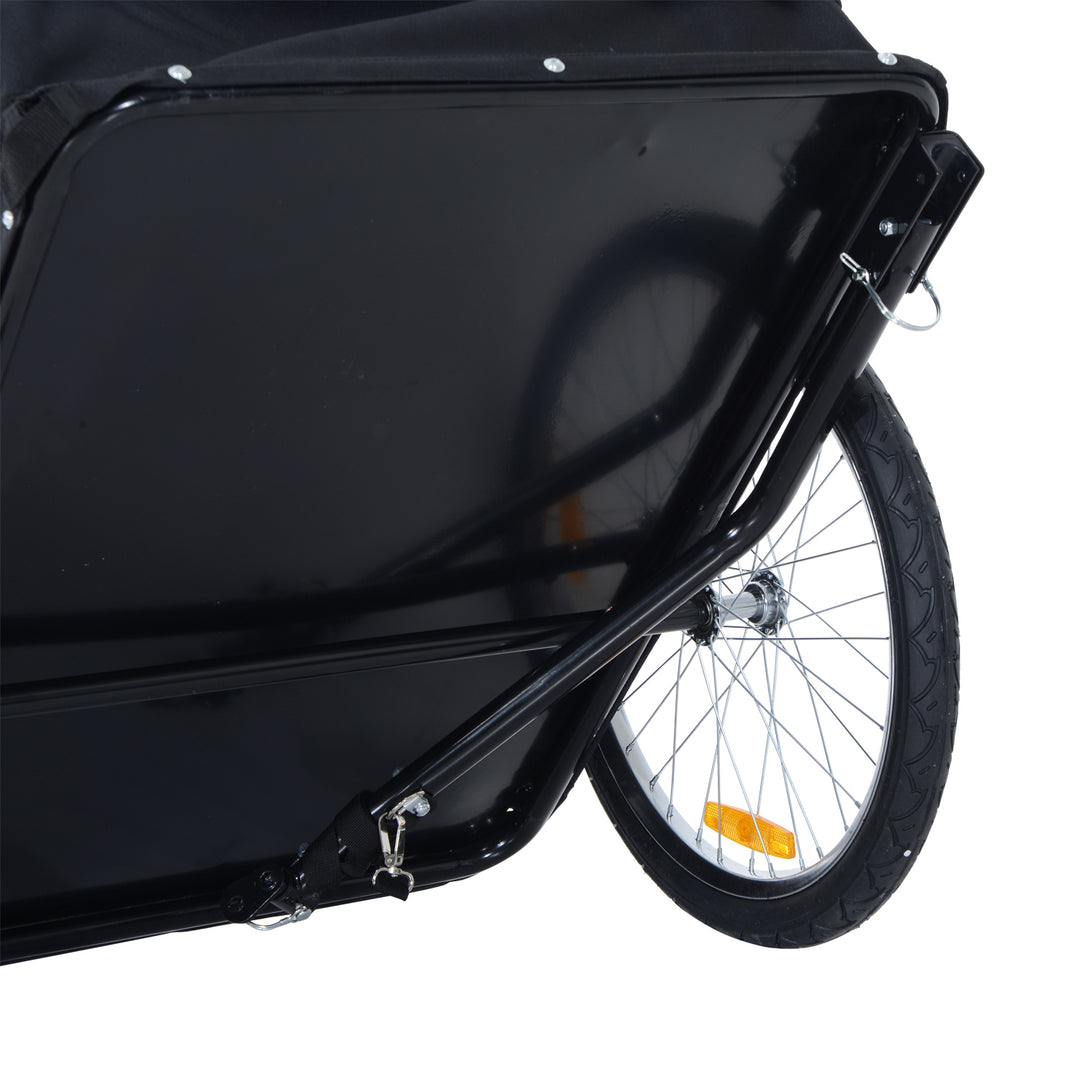 MCL Bike Trailer Cargo in Steel Frame Extra Bicycle Storage Carrier with Removable Cover and Hitch (White and Black)