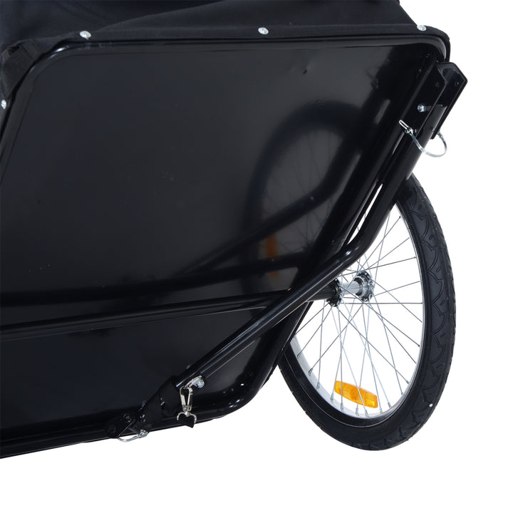 MCL Bike Trailer Cargo in Steel Frame Extra Bicycle Storage Carrier with Removable Cover and Hitch (White and Black)