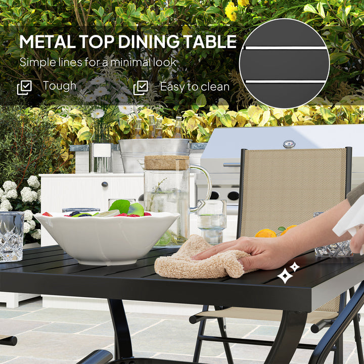 Five-Piece Steel Frame Patio Set - Khaki/Black
