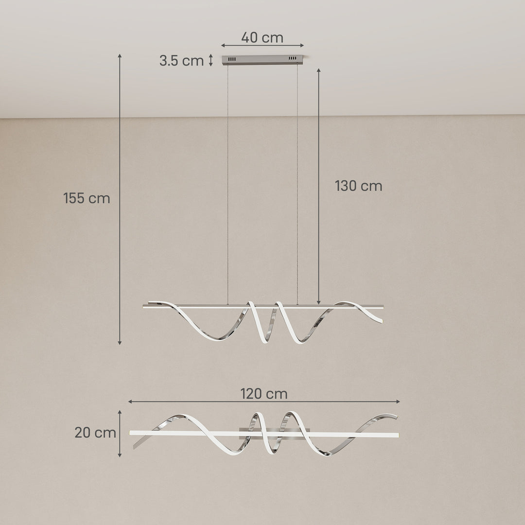 Pendant Light with 3 Colour Temperatures - Silver Tone