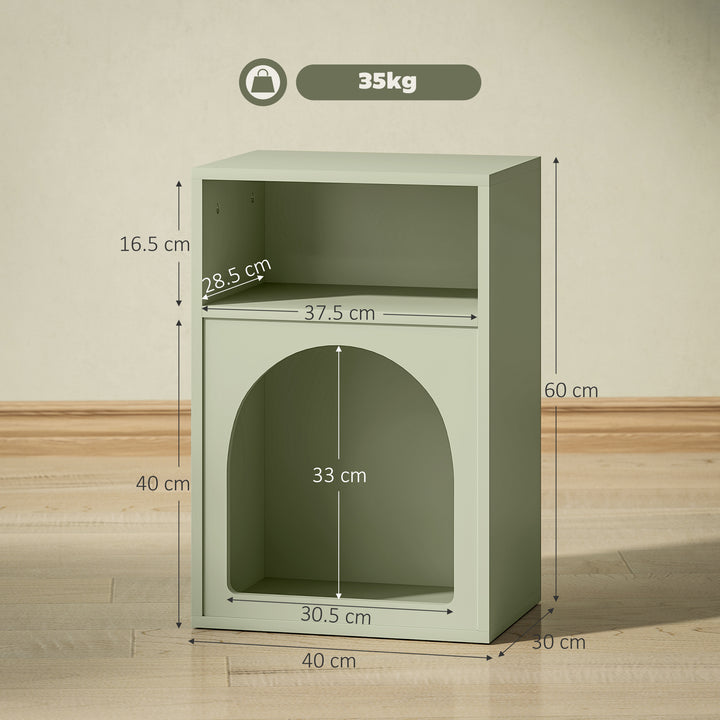 Bedside Table with 2 Open Compartments - Light Green