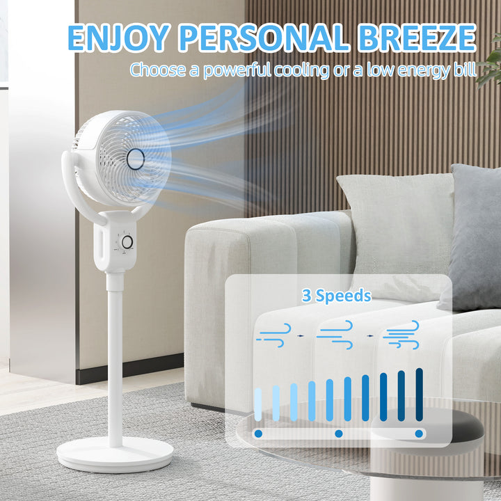 Pedestal Air Circulation Fan with Oscillating, White