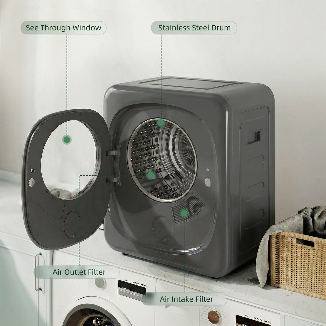 4kg Vented Tumble Dryer with 5 Drying Mode, 800W Compact Freestanding 