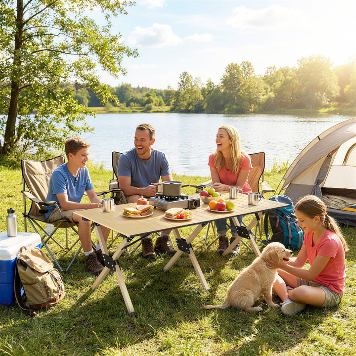 4ft Folding Camping Table, Waterproof Picnic Table with Roll Up Top, C