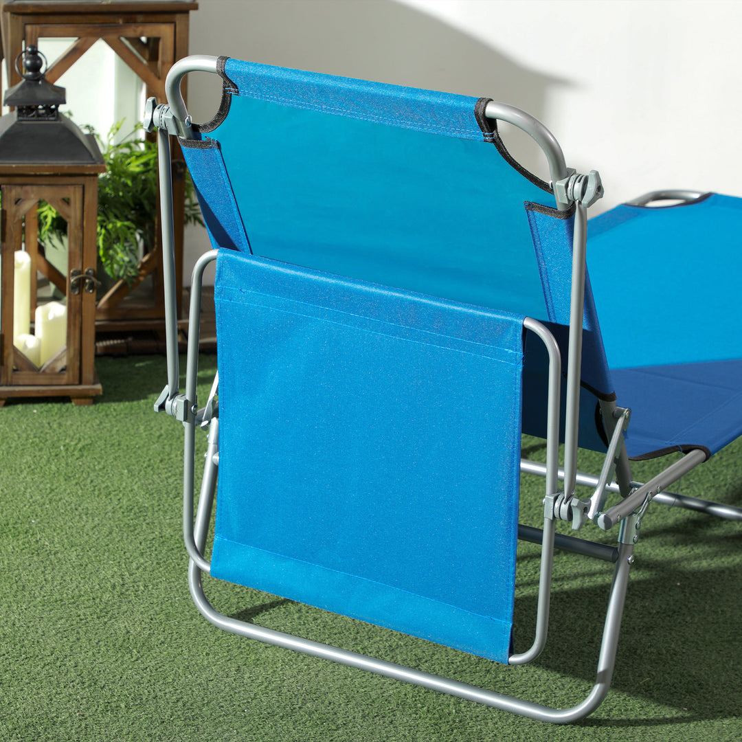 Sun Lounger, with Adjustable Face Canopy - Bright Blue