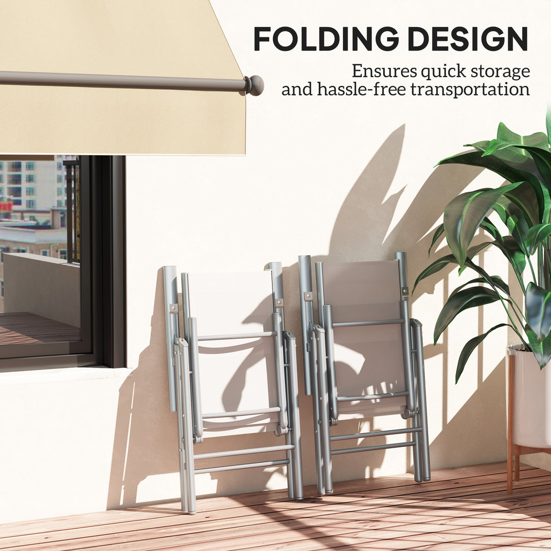 Set of Two Aluminium Folding Chairs - Light Grey