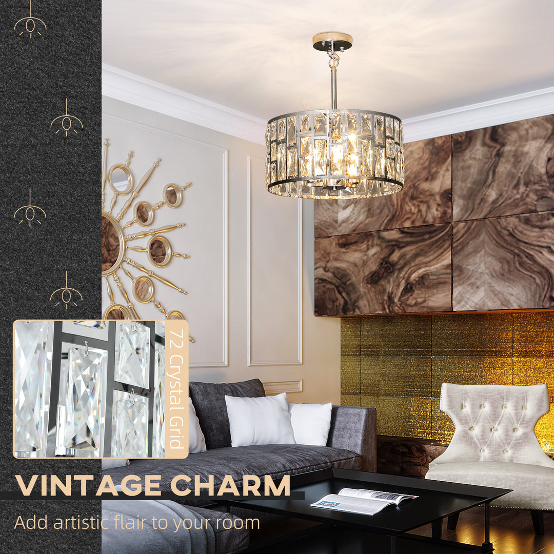 MCL 72 Glass Crystallite Chandelier - Silver-Tone