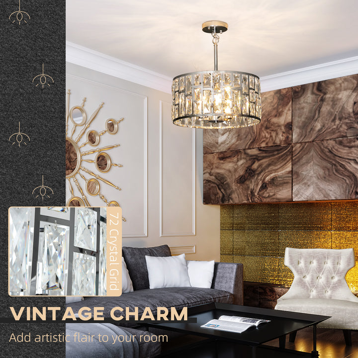 MCL 72 Glass Crystallite Chandelier - Silver-Tone