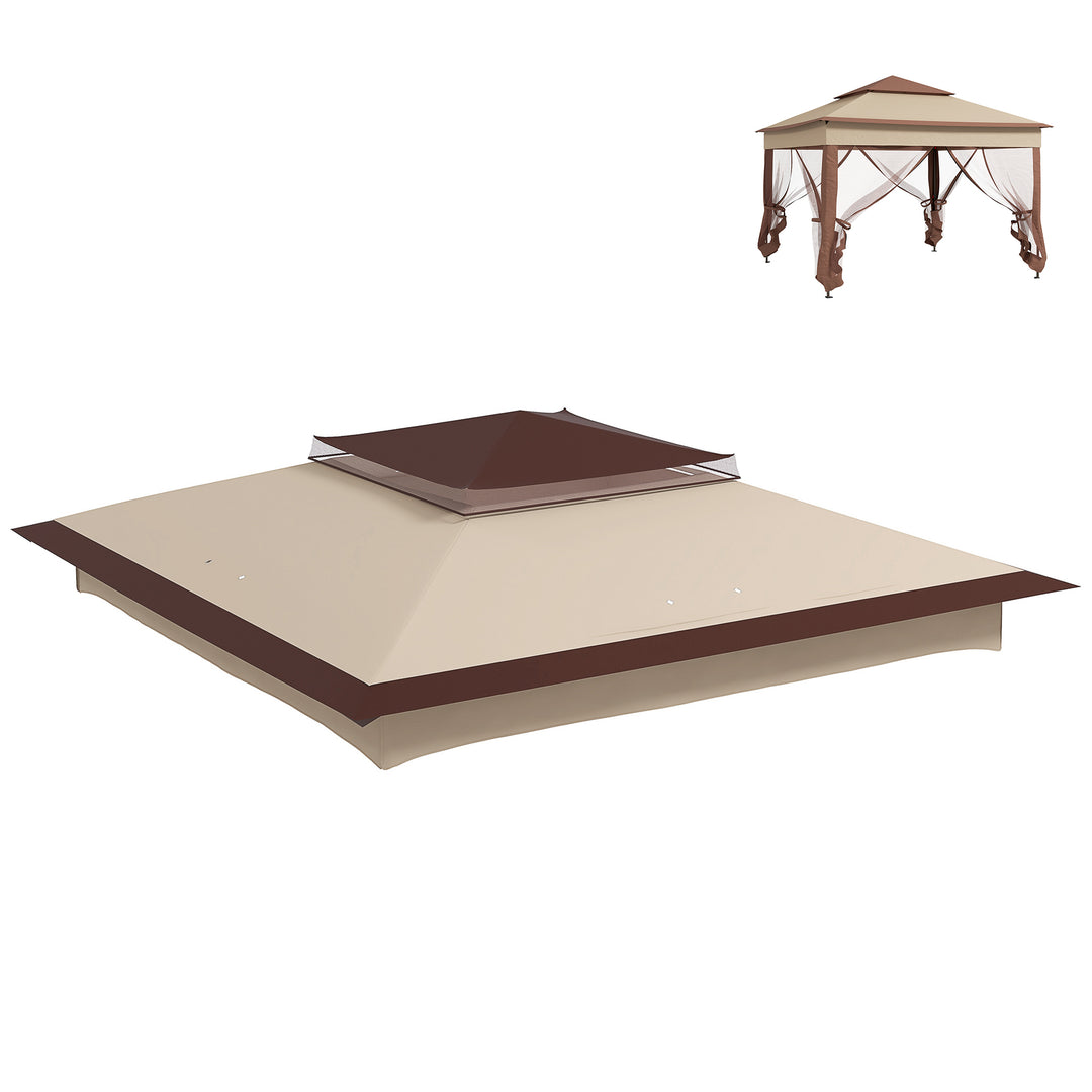 Pop up Gazebo Cover, 2-Tier Gazebo Roof Replacement for 3.25m x 3.25m Frame, 30+ UV Protection, Beige