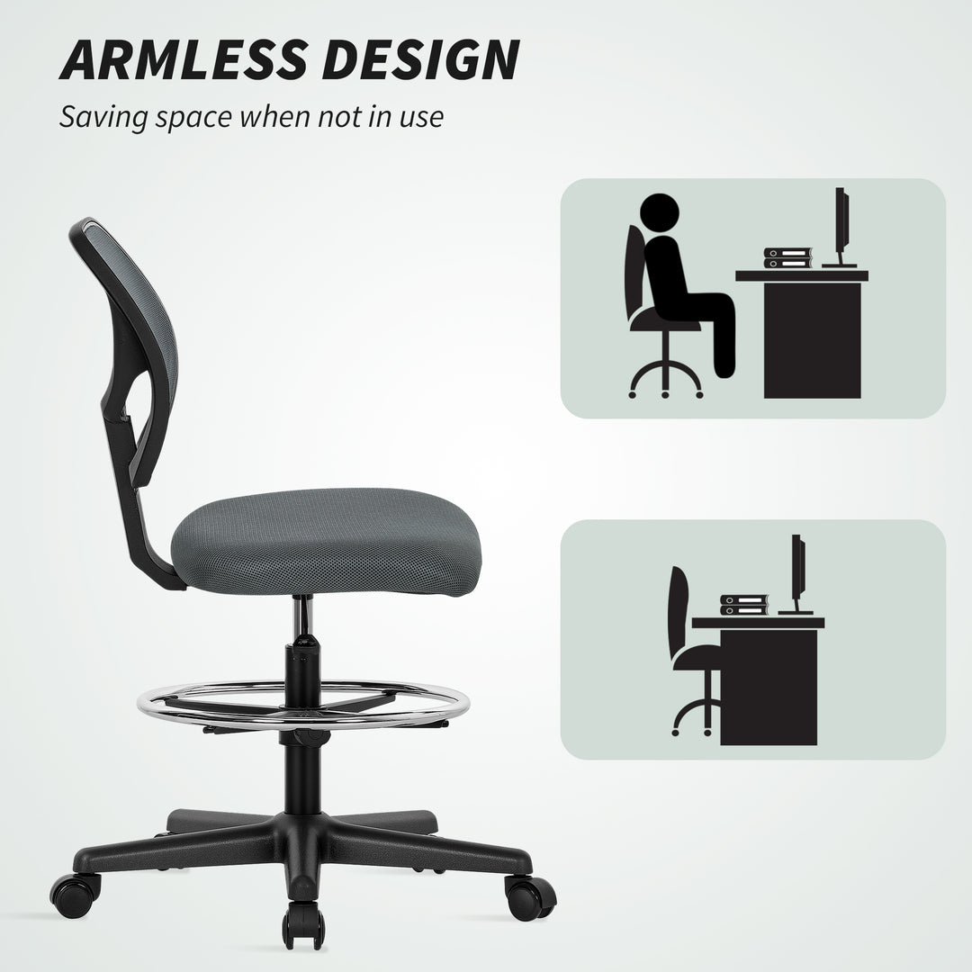 Ergonomic Mesh Standing Desk Chair with Adjustable Footrest Ring and Seat Height Charcoal Grey