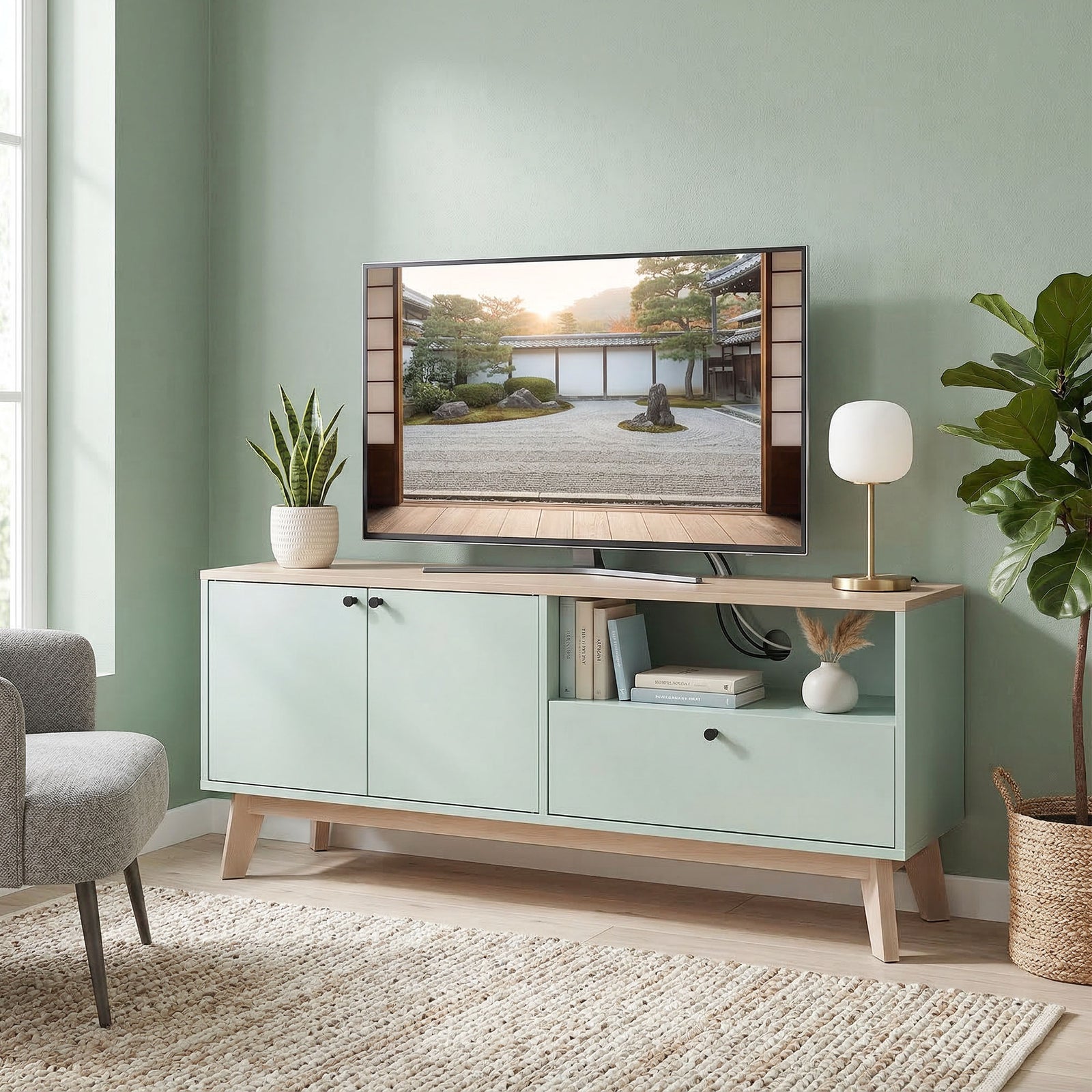 TV Stand Cabinet for Television up to 36 Inch, Modern TV Unit with 2 D