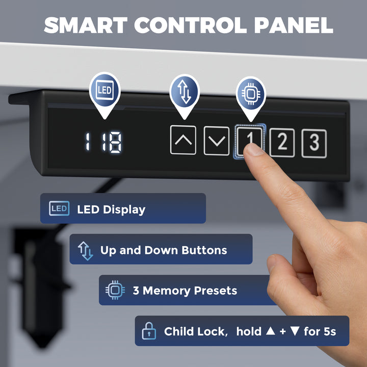 Standing Desk Memory Control Height Adjustable Desk 2 Cable Holes LED - view 5