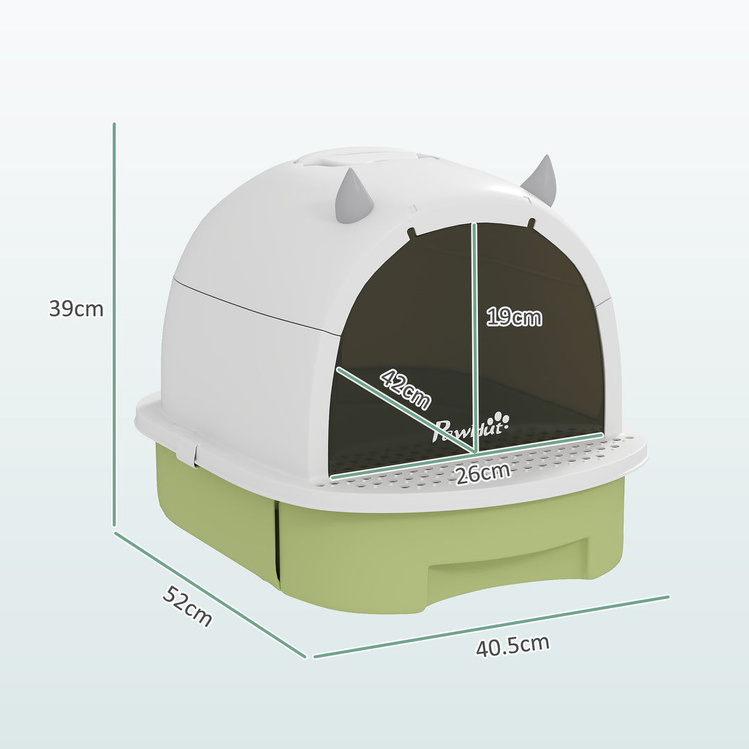 Enclosed Cat Litter Box w/ Pull-Out Drawer, Scoop, Deodorising Bags fo