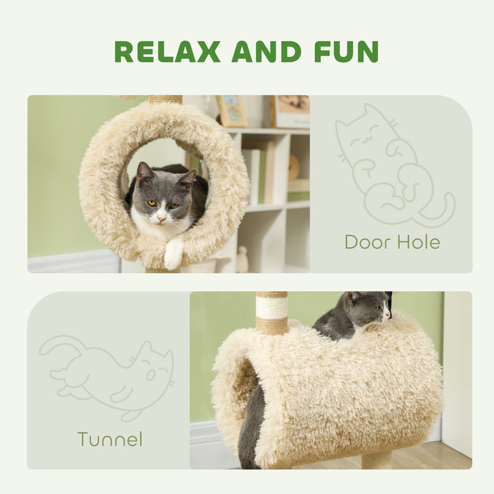 Cat Tree Sheep Design, 98 cm Multi-Level Cat Tower with Scratching Pos