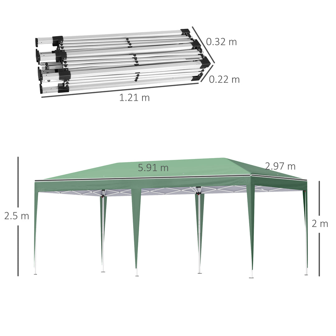 Outsunny Pop Up Gazebo with Double Roof, Foldable Wedding Canopy Tent with Carrying Bag, 6 m x 3 m x 2.65 m, Green