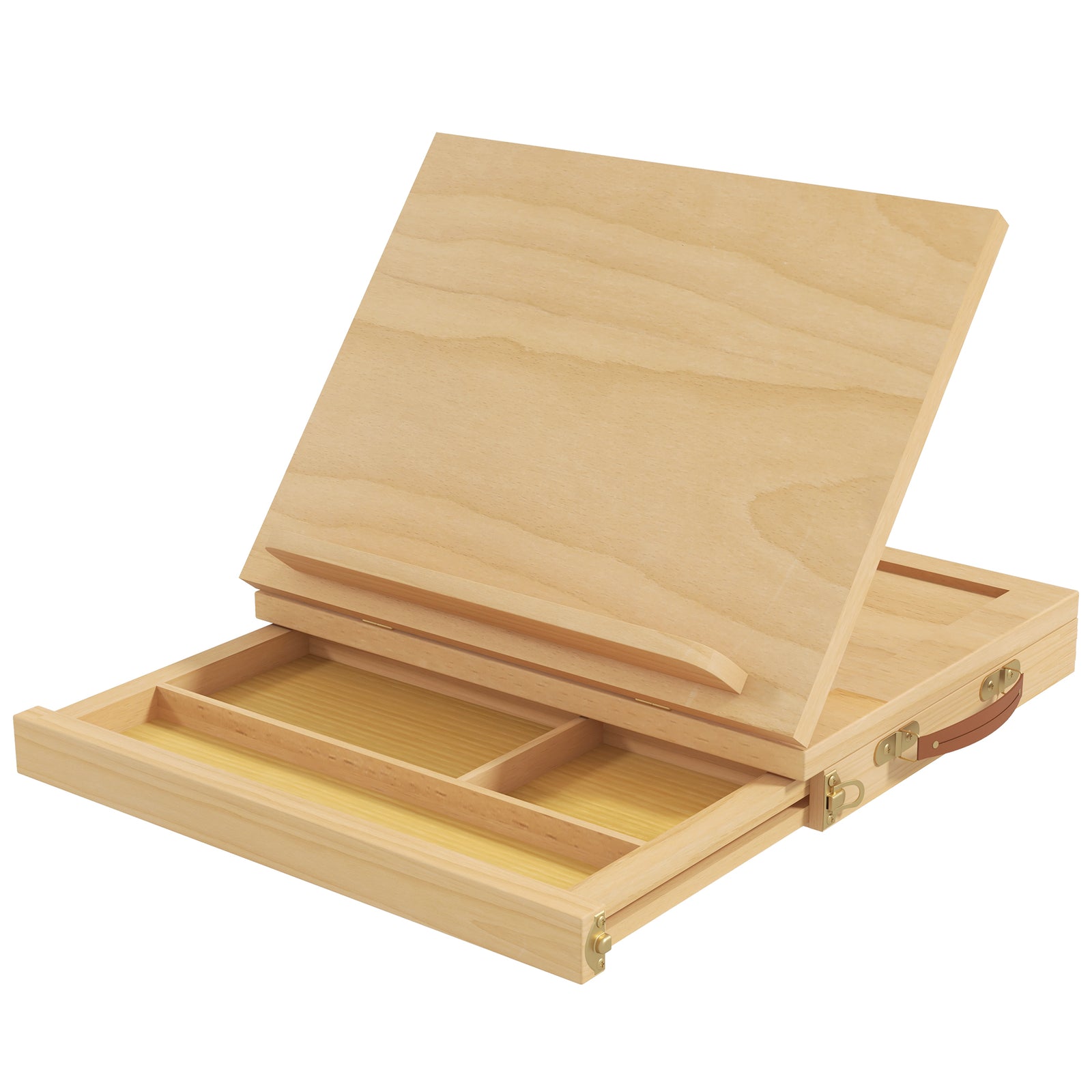 Wooden Table Easel Box with Storage Portable Folding Artist Easel, Natural