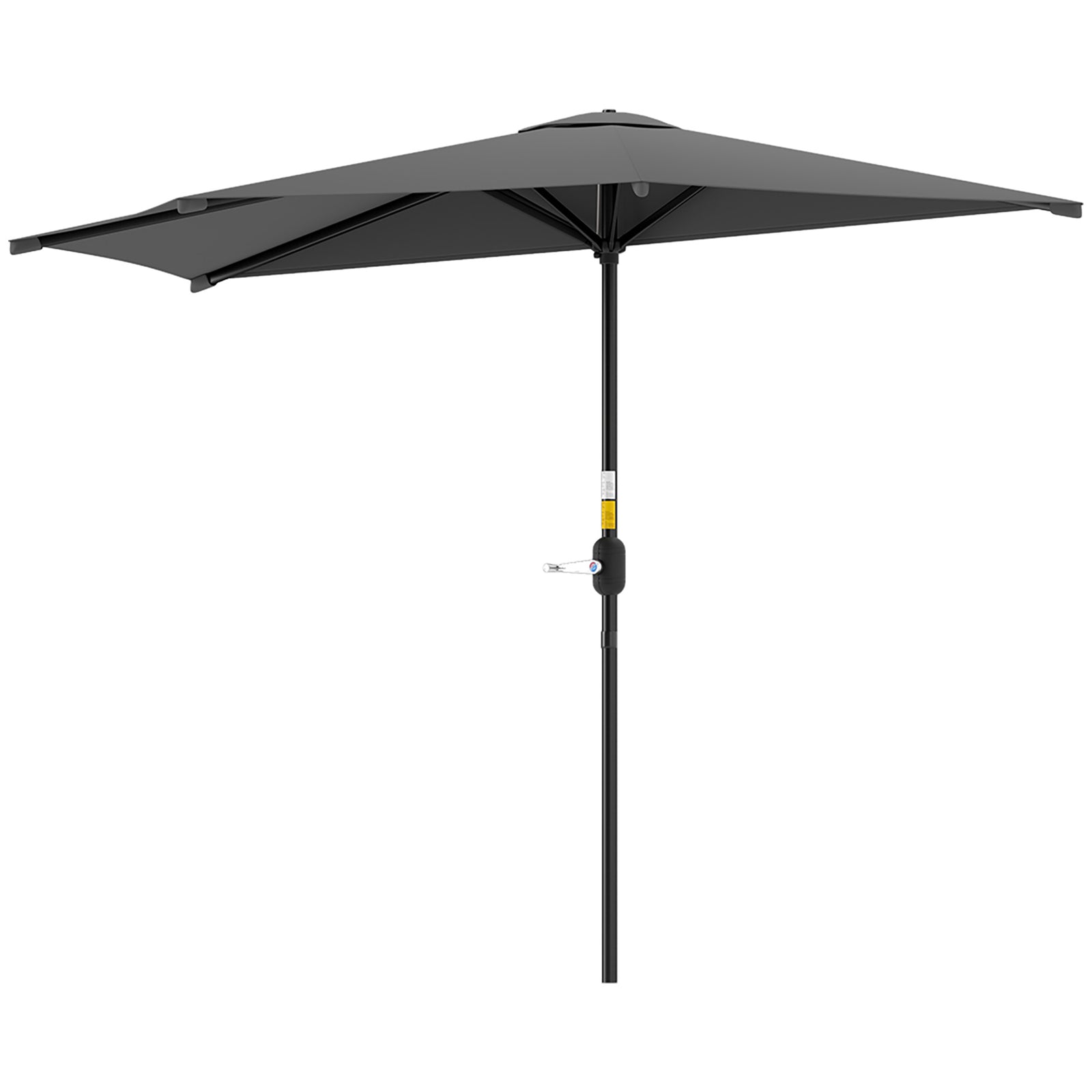 3(m) Half Parasol, Semi Round Umbrella with Metal Frame, Crank Handle for Balcony, Garden, Dark Grey