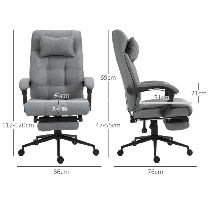 Office Chair with Footrest Ergonomic Office Chair with Armrests Lumber Support and Headrest Light Grey