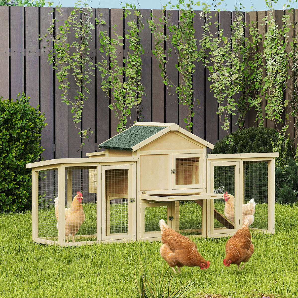 Large Chicken Coop, Wooden Outdoor Chicken Cage Poultry Hen House with