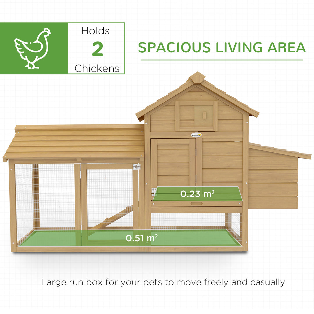 Pawhut Chicken Coop Hen Cage Small Animal Hutch Nesting Box w/Outdoor Run 150.5 x 54 x 87 cm